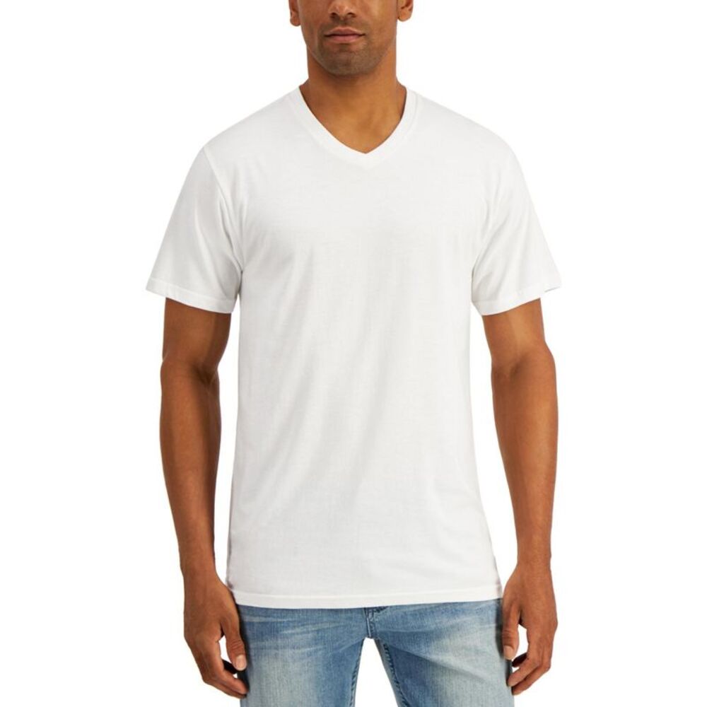 Alfani Mens Solid V-Neck Basic T-Shirt, , L, DM
